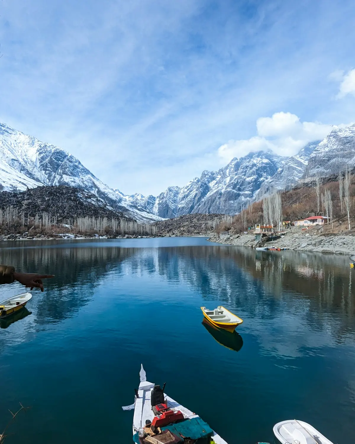 A blue-green lake ringed by mountains near Skardu in Baltistan